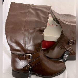 Style & Co Marilee Wide-Calf Riding Boots in Cognac (Rich brown) 9 M WC
